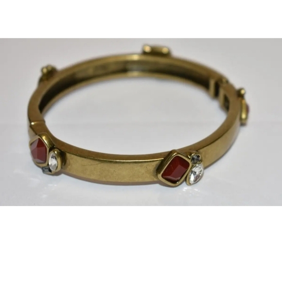 Silpada Mirage brass bangle Swarovski, rhinestones & red resin bracelet #KRB0082 - Picture 4 of 5